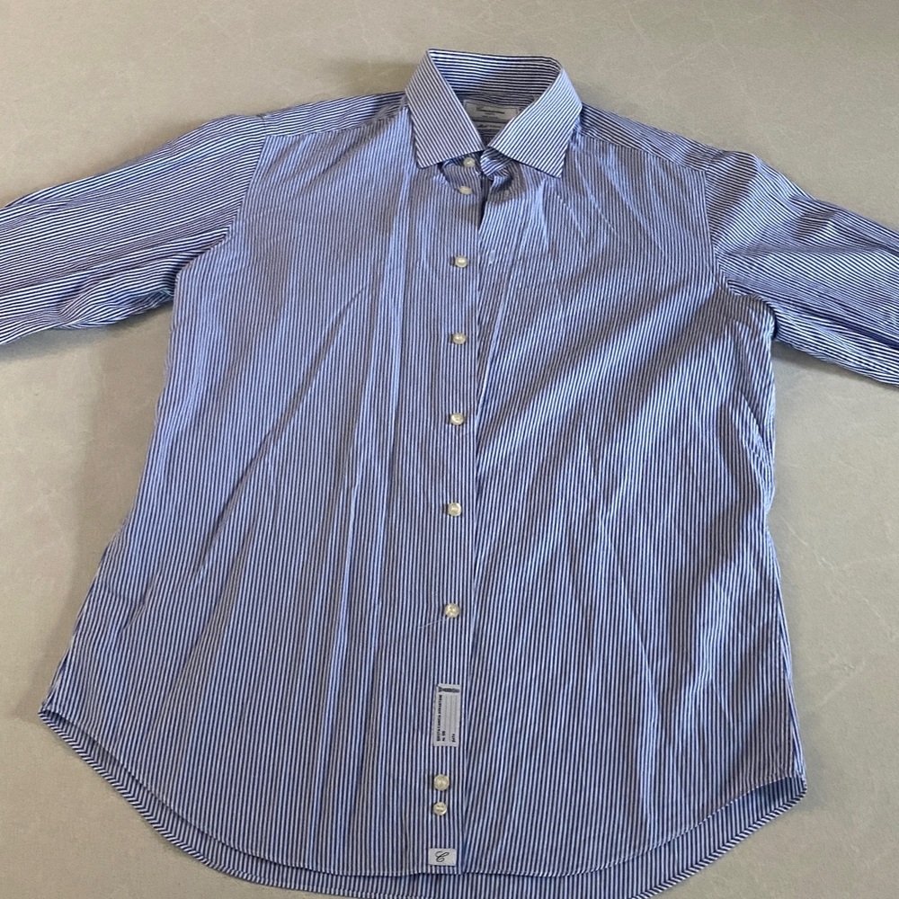 Camicissima Slim Fit Model Siena Made in Italy Button Up Shirt Blue & White